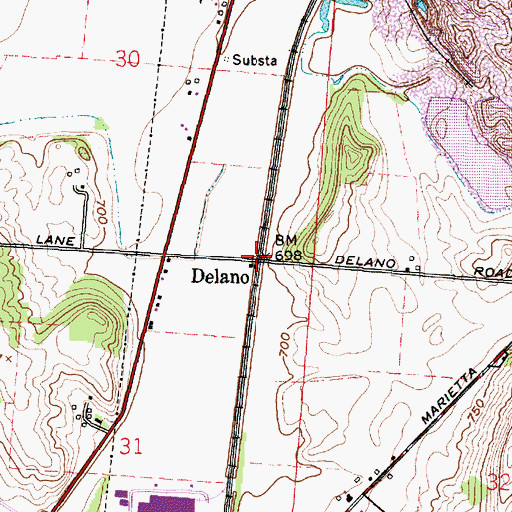 Topographic Map of Delano, OH
