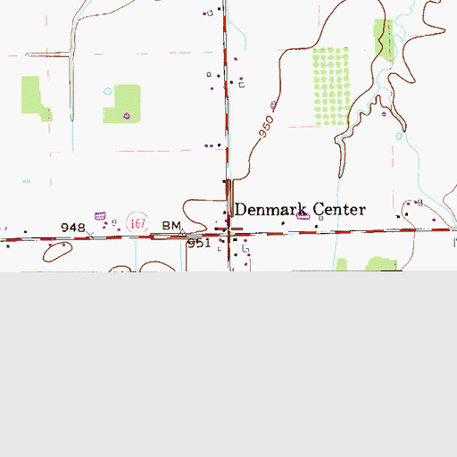 Topographic Map of Denmark Center, OH