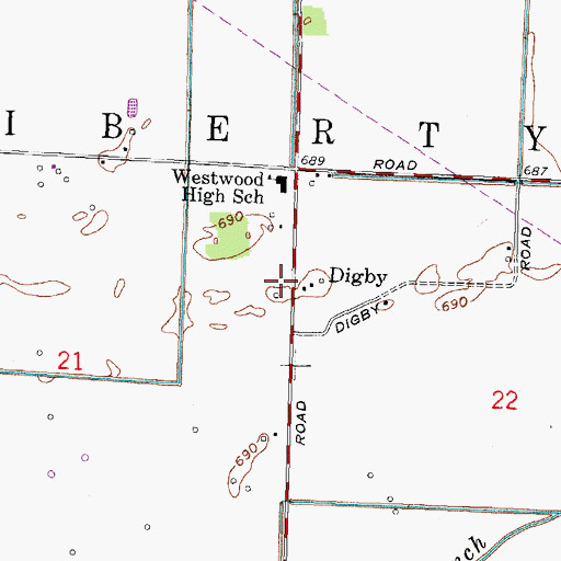 Topographic Map of Digby, OH