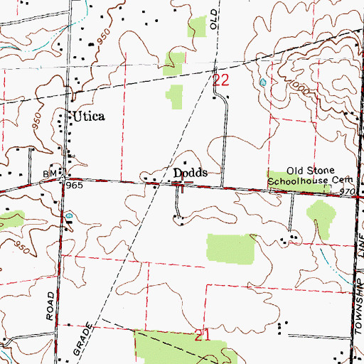 Topographic Map of Dodds, OH