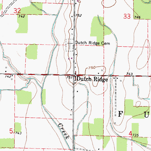 Topographic Map of Dutch Ridge, OH
