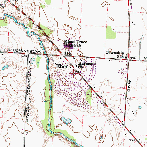 Topographic Map of Eber, OH