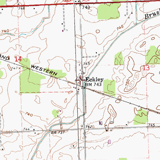 Topographic Map of Eckley, OH