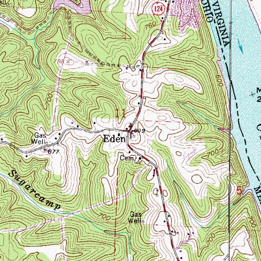 Topographic Map of Eden, OH