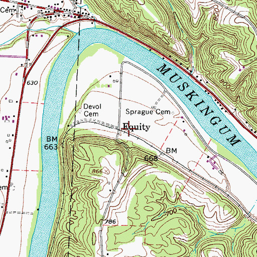 Topographic Map of Equity, OH