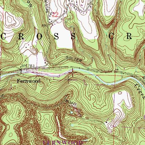 Topographic Map of Fernwood, OH