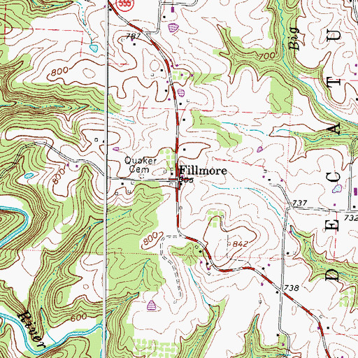 Topographic Map of Fillmore, OH