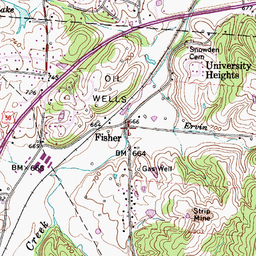 Topographic Map of Fisher, OH