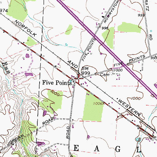 Topographic Map of Five Points, OH