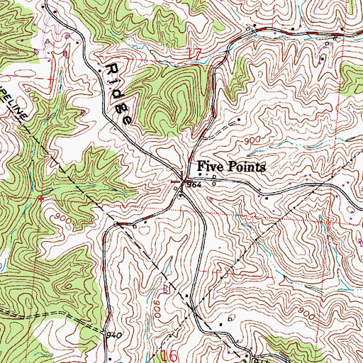 Topographic Map of Five Points, OH