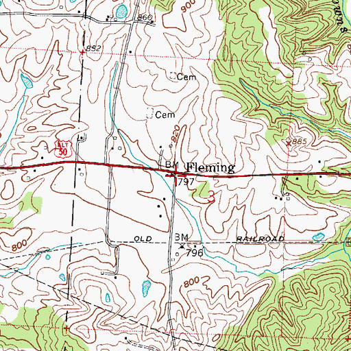 Topographic Map of Fleming, OH