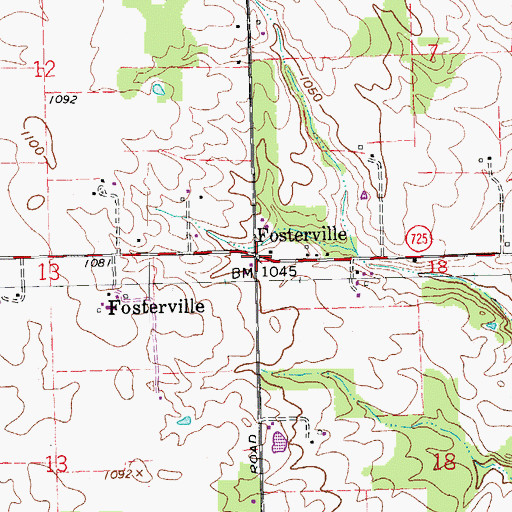 Topographic Map of Fosterville, OH