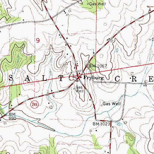 Topographic Map of Fryburg, OH