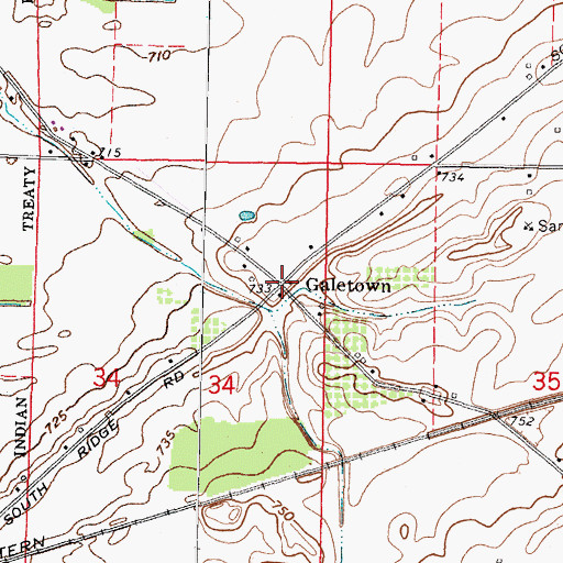 Topographic Map of Galetown, OH