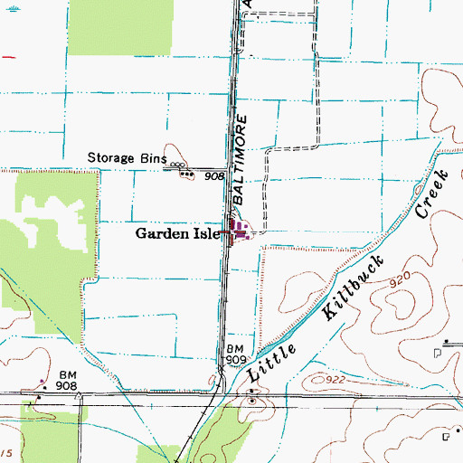 Topographic Map of Garden Isle, OH