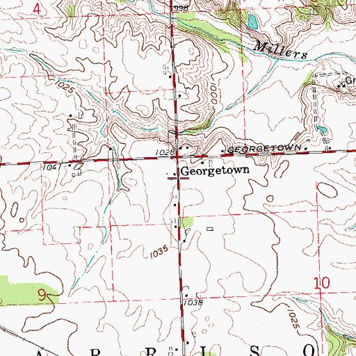 Topographic Map of Georgetown, OH