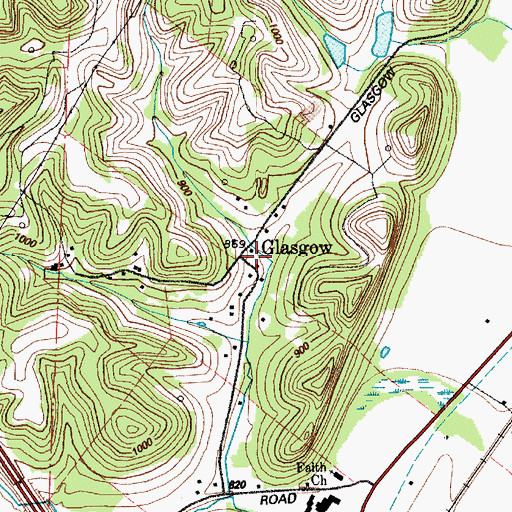Topographic Map of Glasgow, OH