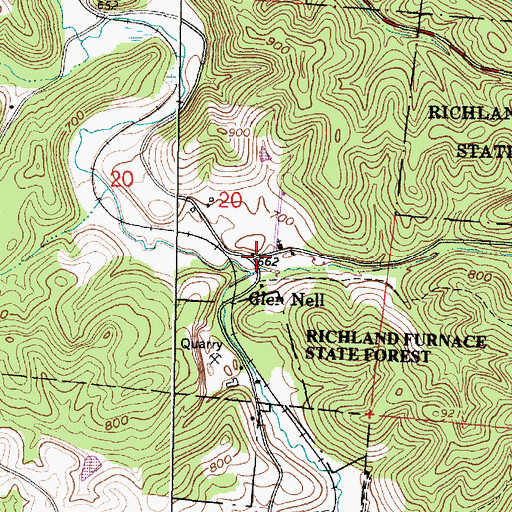 Topographic Map of Glen Nell, OH