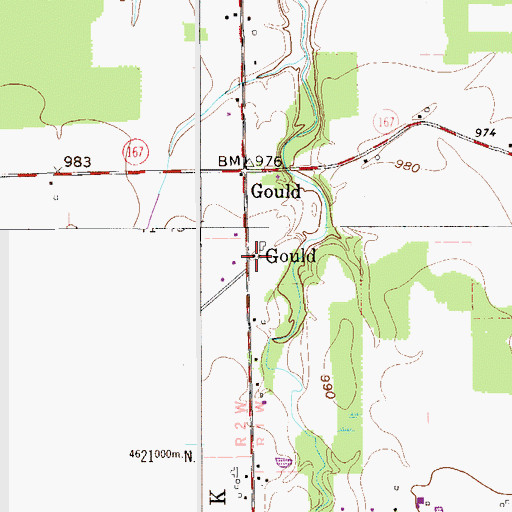 Topographic Map of Gould, OH