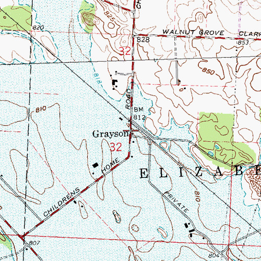 Topographic Map of Grayson, OH