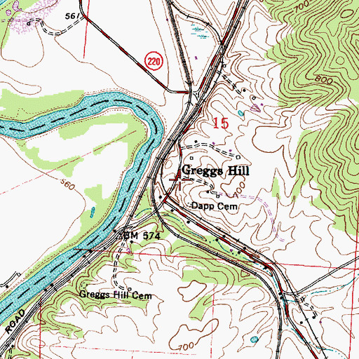 Topographic Map of Greggs Hill, OH