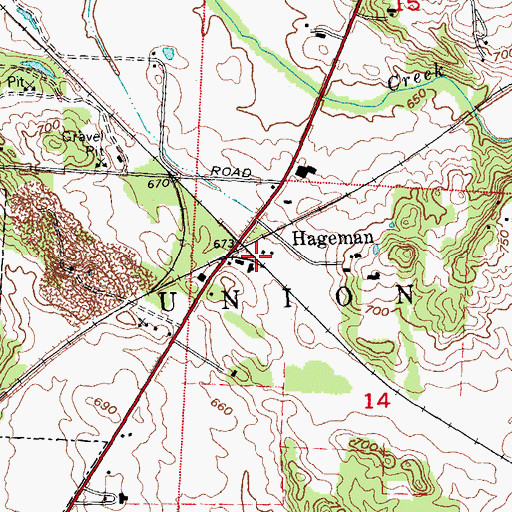 Topographic Map of Hageman, OH