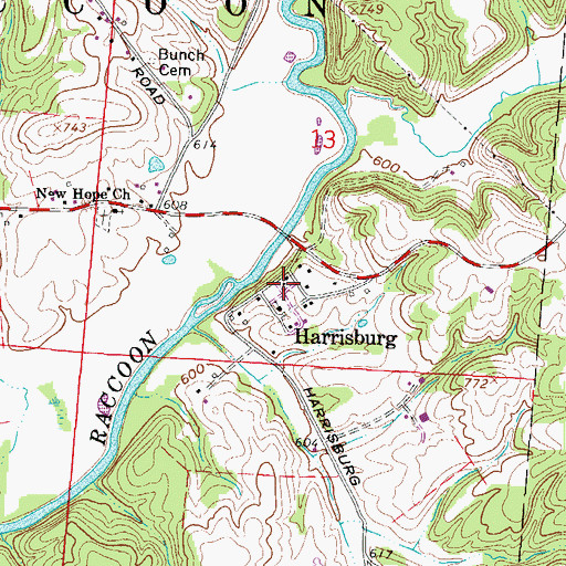Topographic Map of Harrisburg, OH