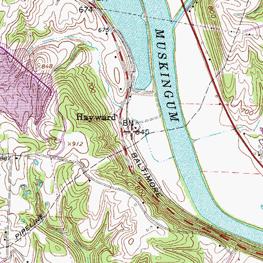 Topographic Map of Hayward, OH