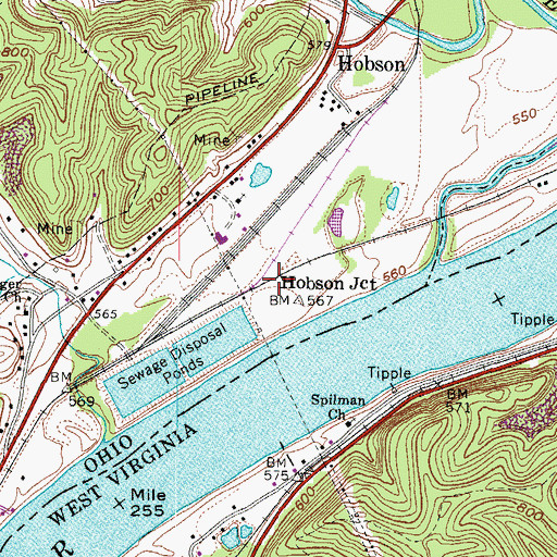Topographic Map of Hobson Junction, OH