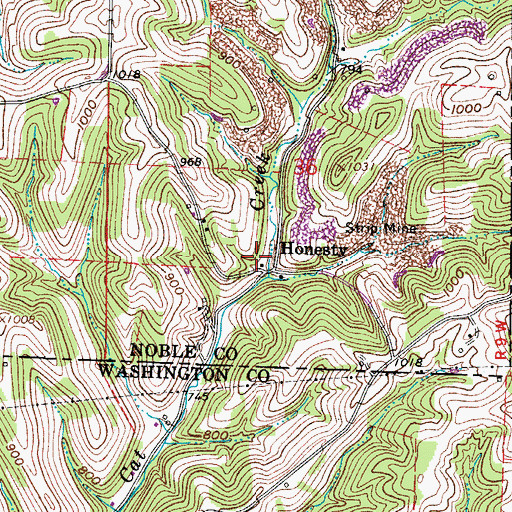 Topographic Map of Honesty, OH