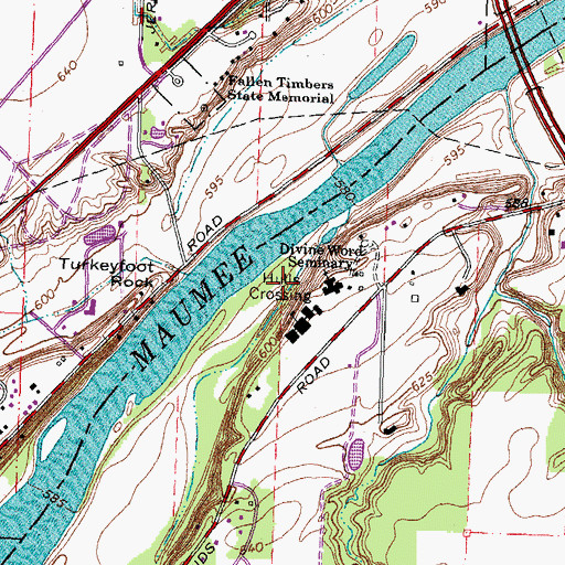 Topographic Map of Hulls Crossing, OH