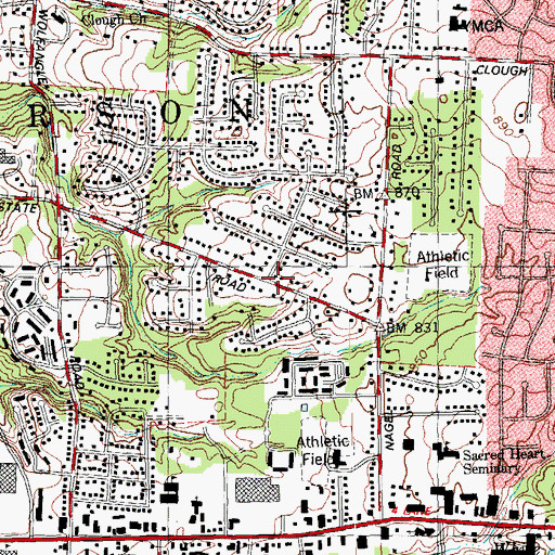 Topographic Map of Huntcrest Acres, OH