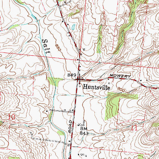 Topographic Map of Huntsville, OH