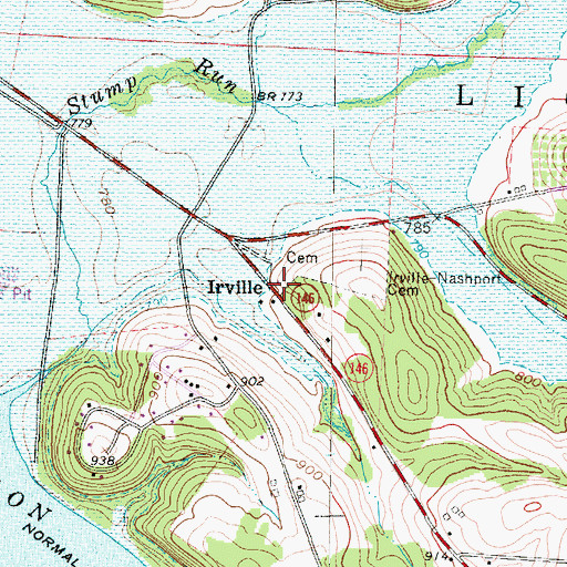 Topographic Map of Irville, OH