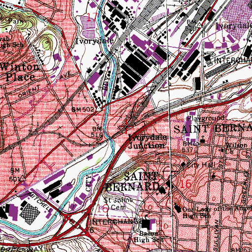 Topographic Map of Ivorydale Junction, OH