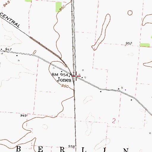 Topographic Map of Jones, OH