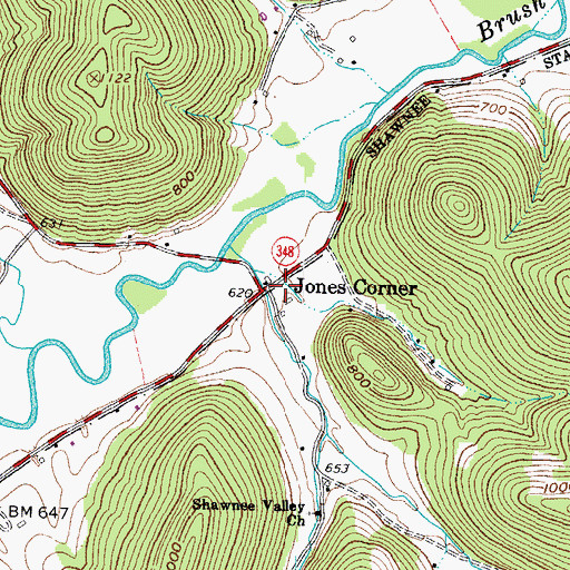 Topographic Map of Jones Corner, OH