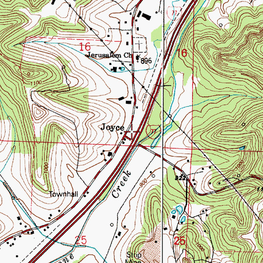 Topographic Map of Joyce, OH