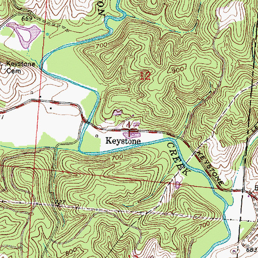Topographic Map of Keystone, OH
