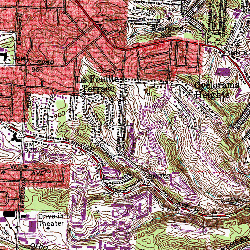 Topographic Map of LaFeuille Terrace, OH