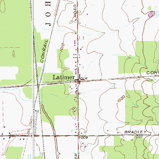 Topographic Map of Latimer, OH