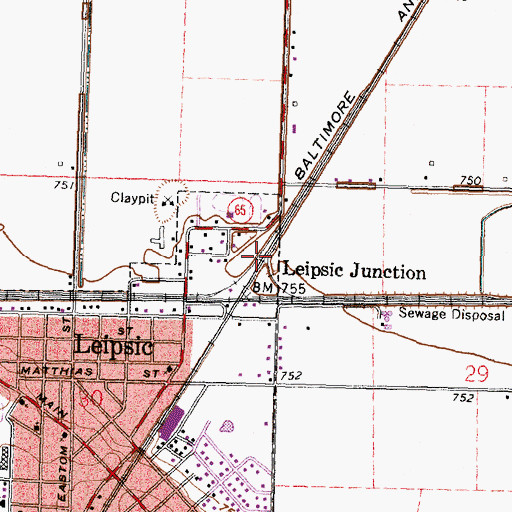 Topographic Map of Leipsic Junction, OH