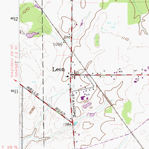 Topographic Map of Leon, OH