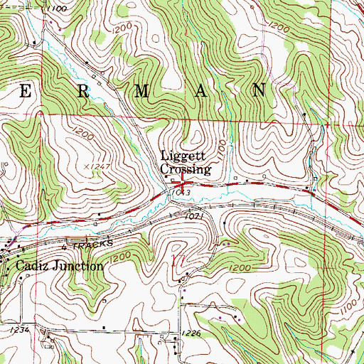 Topographic Map of Liggett Crossing, OH