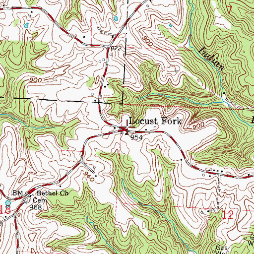 Topographic Map of Locust Fork, OH