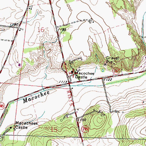 Topographic Map of Macochee Castle, OH