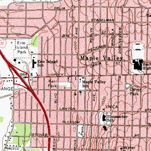 Topographic Map of Maple Valley, OH