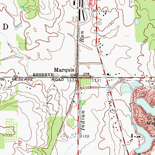 Topographic Map of Marquis, OH