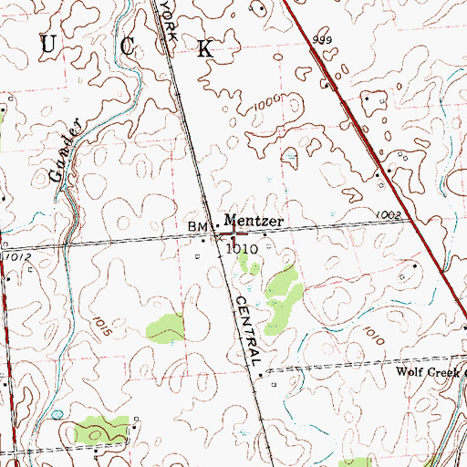 Topographic Map of Mentzer, OH