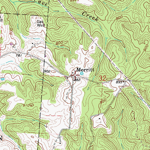 Topographic Map of Merritt, OH